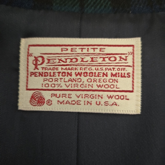 Pendleton Vintage Black Green Navy Plaid Blazer Size 8 Petite - Picture 4 of 9